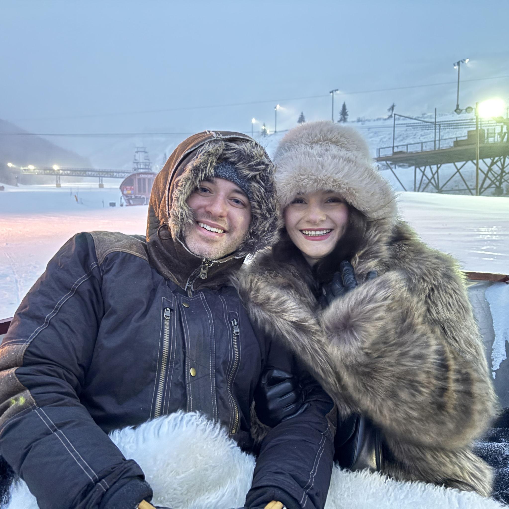 Our first Valentine’s Day together was unforgettable: a winter sleigh ride through the snow in Utah, finished with a cozy fondue dinner at a restaurant in Deer Valley.