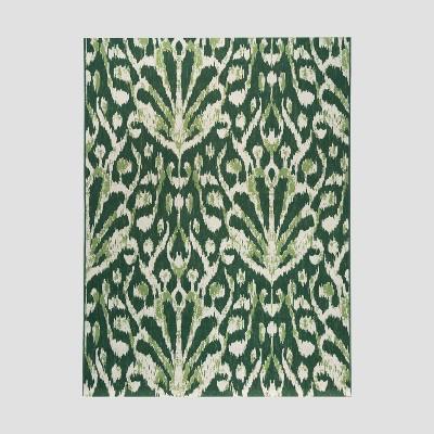 7' x 10' Peacock Ikat Outdoor Rug Green - Opalhouse&#8482;