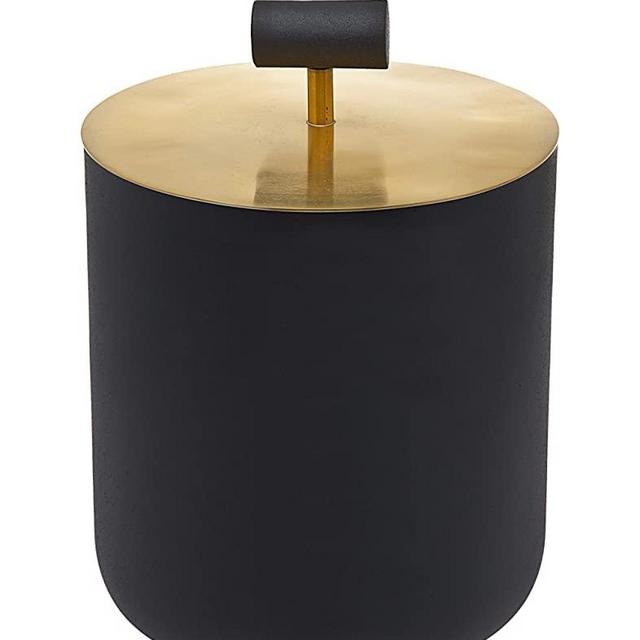 Wine Cooler Ice Bucket with Lid Beverage Chiller Barware Black and Gold - Godinger
