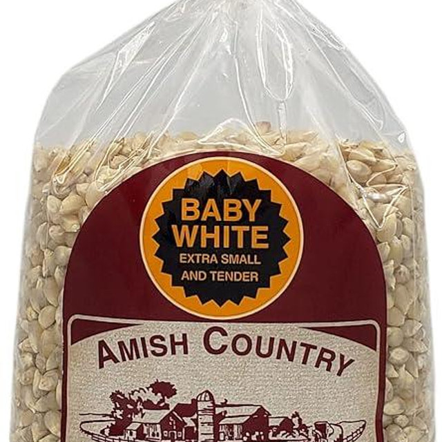 Amish Country Popcorn | 2 lb Bag | Baby White Popcorn Kernels | Small and Tender | Old Fashioned, Non-GMO and Gluten Free (Baby White - 2 lb Bag)