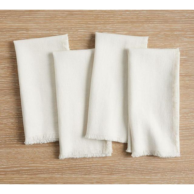 Frayed Linen Napkins, Set of 4 - Ivory