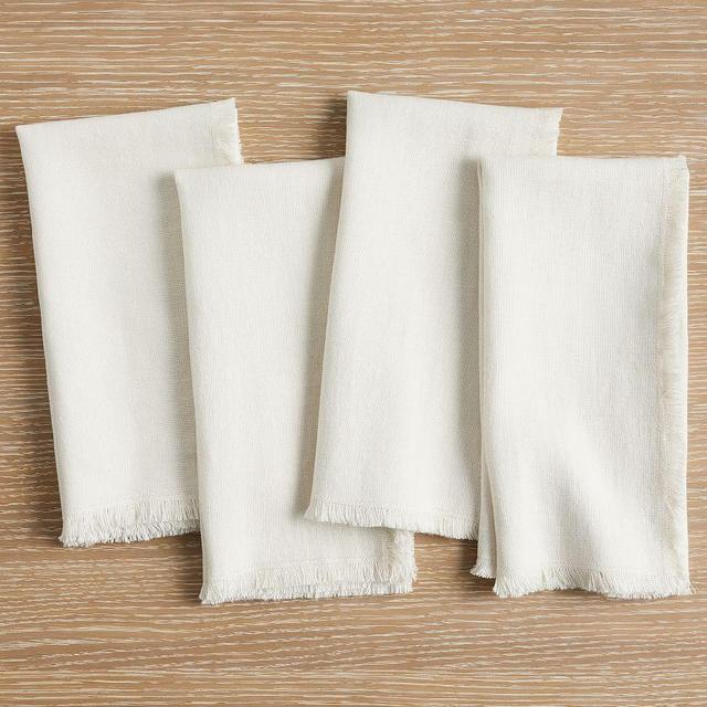 Frayed Linen Napkins, Set of 4 - Ivory
