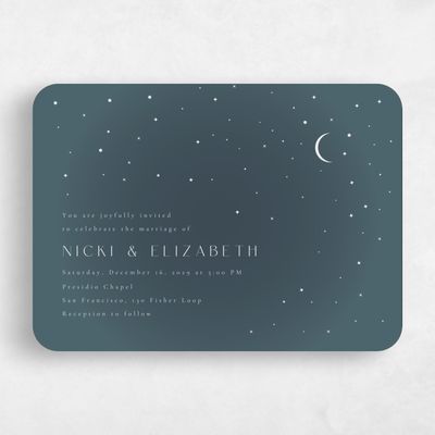 Blue Rounded Wedding Invitation - Cosima Landscape