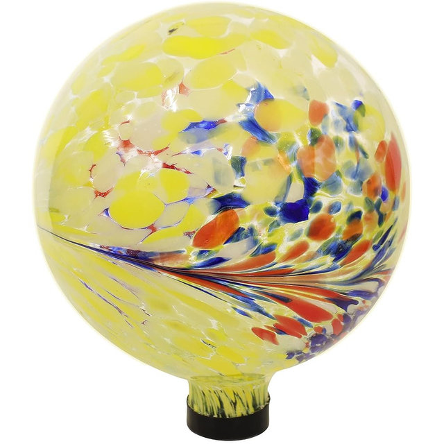 Sunnydaze 10-Inch Gazing Ball for Garden - Glass Gazing Globe for Outside - Garden Orb Yard Decor, Great for Outdoor Enthusiasts - Bright Summer Burst