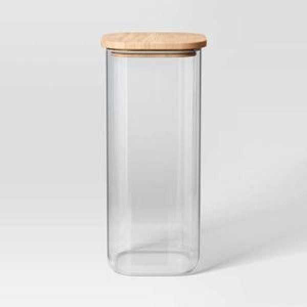 Large Glass Square Food Storage Canister with Wood Lid - Threshold™