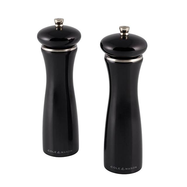Cole & Mason Precision Sherwood Black Gloss Salt and Pepper Mill Gift Set, Wood, 20 cm