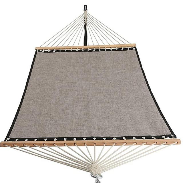 Patio Watcher 11 FT Quick Dry Hammock Bamboo Wood Spreader Bars Outdoor Patio Yard Poolside Hammock with Chain Hanging Kits and Hooks, Waterproof and UV Resistance,Mocha