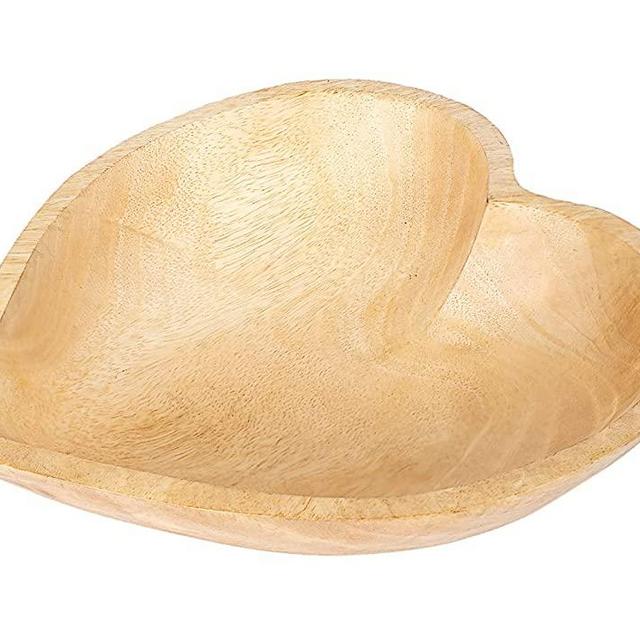 WitnyStore 8" Heart Shaped Bowl - Functional and Collectible Bowl - Handcrafted Wooden Bowl for Serving Candy Nuts Desserts Fruits or Accent Decor Gift for Any Occasion - 8" Natural