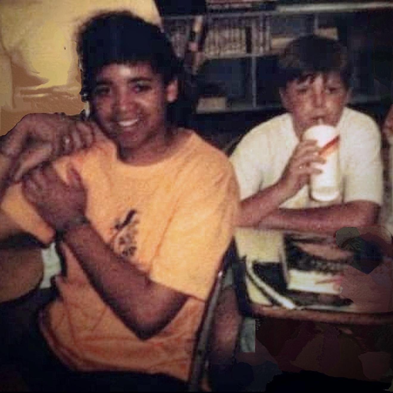 Candid SJB school photo of us. We think it was field day. Petey is drinking a Burger King soda, he somehow swindled in.
Would you have guessed 45 years later, these two would be madly in love?