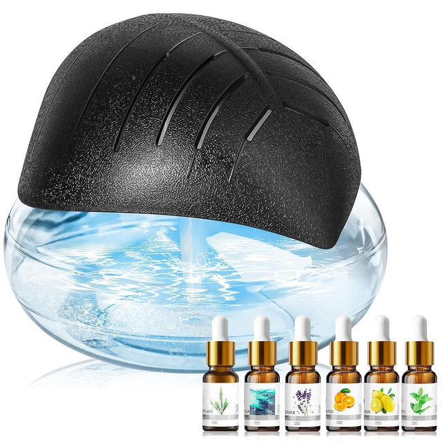 Water Air Purifier for Home with Essential Oil Diffuser & Humidifier, Rainbow Air Washer with LED Mood Light- Includes 6x10ml Essential Oils, Air Revitalizer for Smoke and Pets, Black