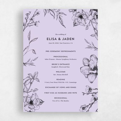 Lavender, Purple Wedding Program - Birkenfeld