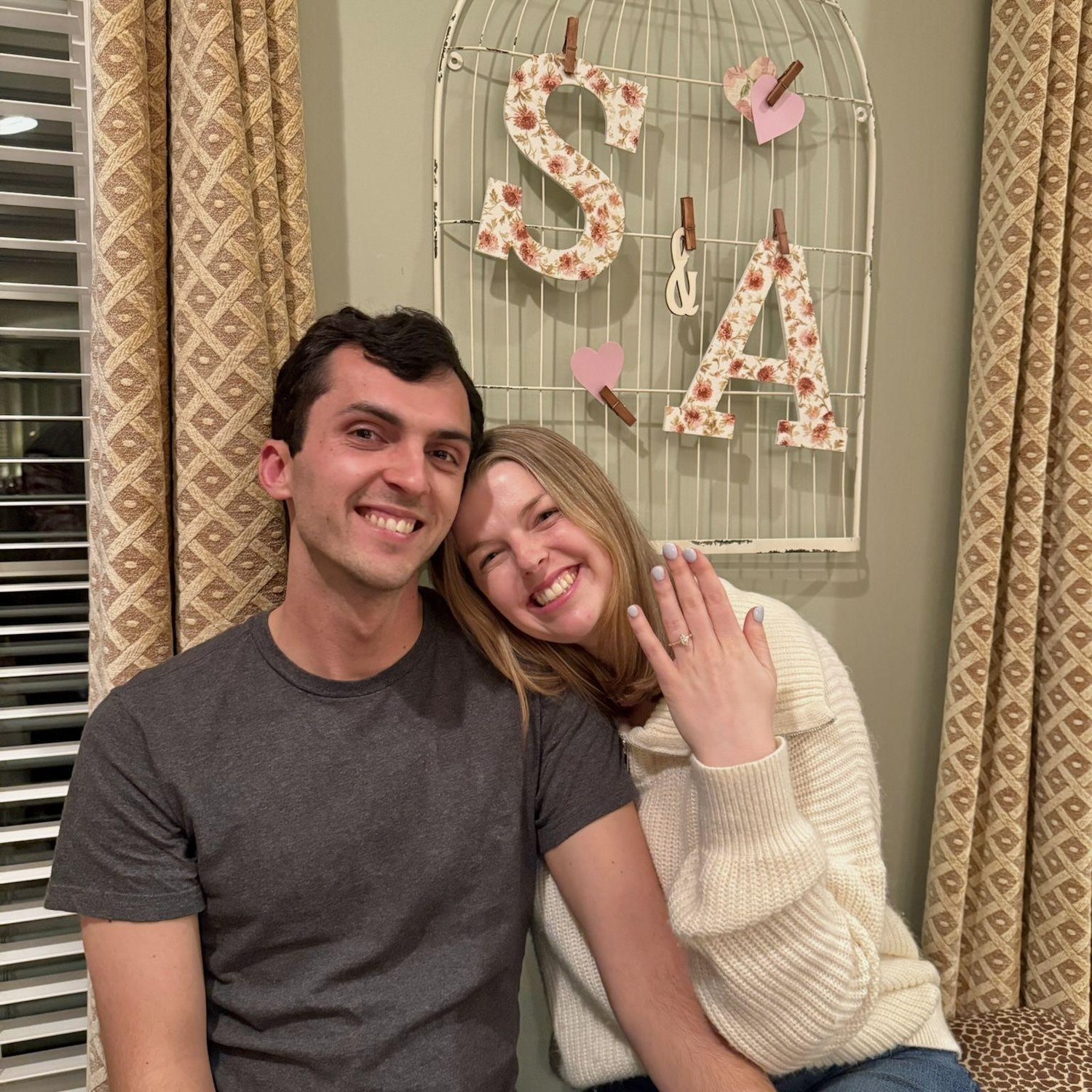 At our engagement celebration right after getting engaged!