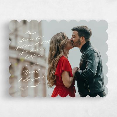 Yellow Scalloped Wedding Save the Date - Josette Photo