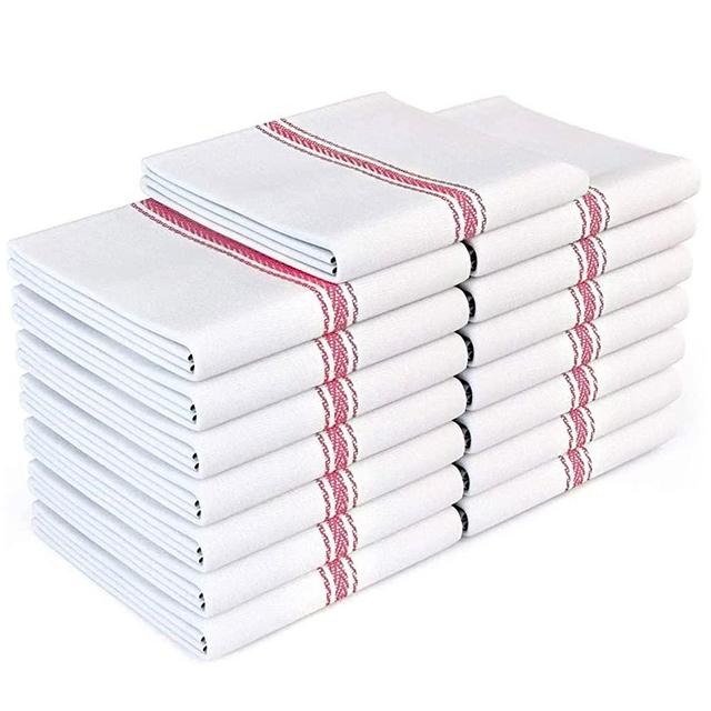 Zeppoli Classic Kitchen Towels 15-Pack - 100% Natural Cotton Dish Towels - Reusable Cleaning Cloths - Super Absorbent - Machine Washable Hand Towels - 14” x 25”