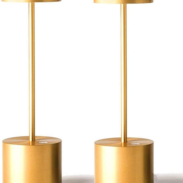 2 Pack Cordless Table Lamp,Rechargeable Portable Battery Powered LED Desk Lamp,3200mAh Battery Operated Dimmable Metal Table Light for Outdoor/Restaurant/Bedroom/Study/Bars/Home Patio Light(Gold)