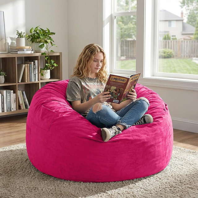 fond + found 3FT Bean Bag Chair for Adults - Giant Memory Foam Bean Bag with Removable Washable Cover, Large Comfy Bean Bag Chair with Handle & Side Pocket for Living Room, Bedroom, Gaming