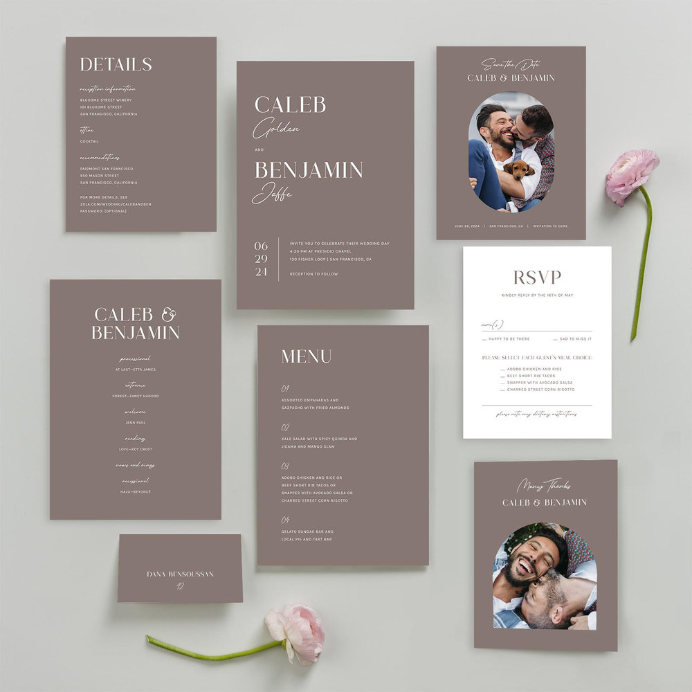Latona Portrait | Brown | Zola Wedding Invitations