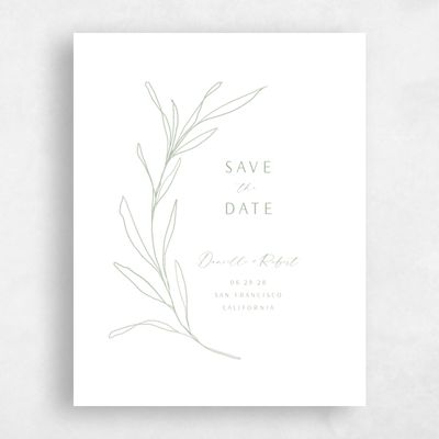 Green Fall Wedding Save the Date - Avila Classic Letterpress