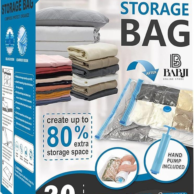 20 Pack Vacuum Storage Bags, Space Saver Bags (4 Jumbo/4 Large/4 Medium/4 Small/4 Roll) Compression for Comforters and Blankets, Sealer Clothes Storage, Hand Pump Included | Best Deal