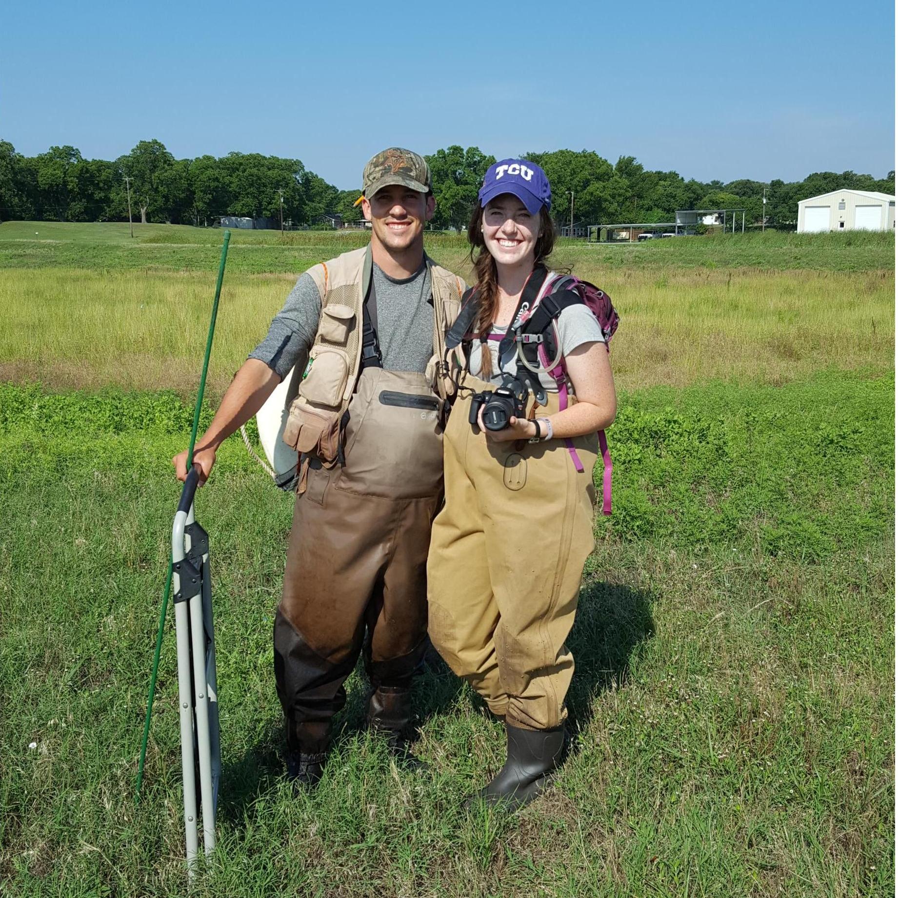 Helping Tom with his field work in 2017-early into our relationship