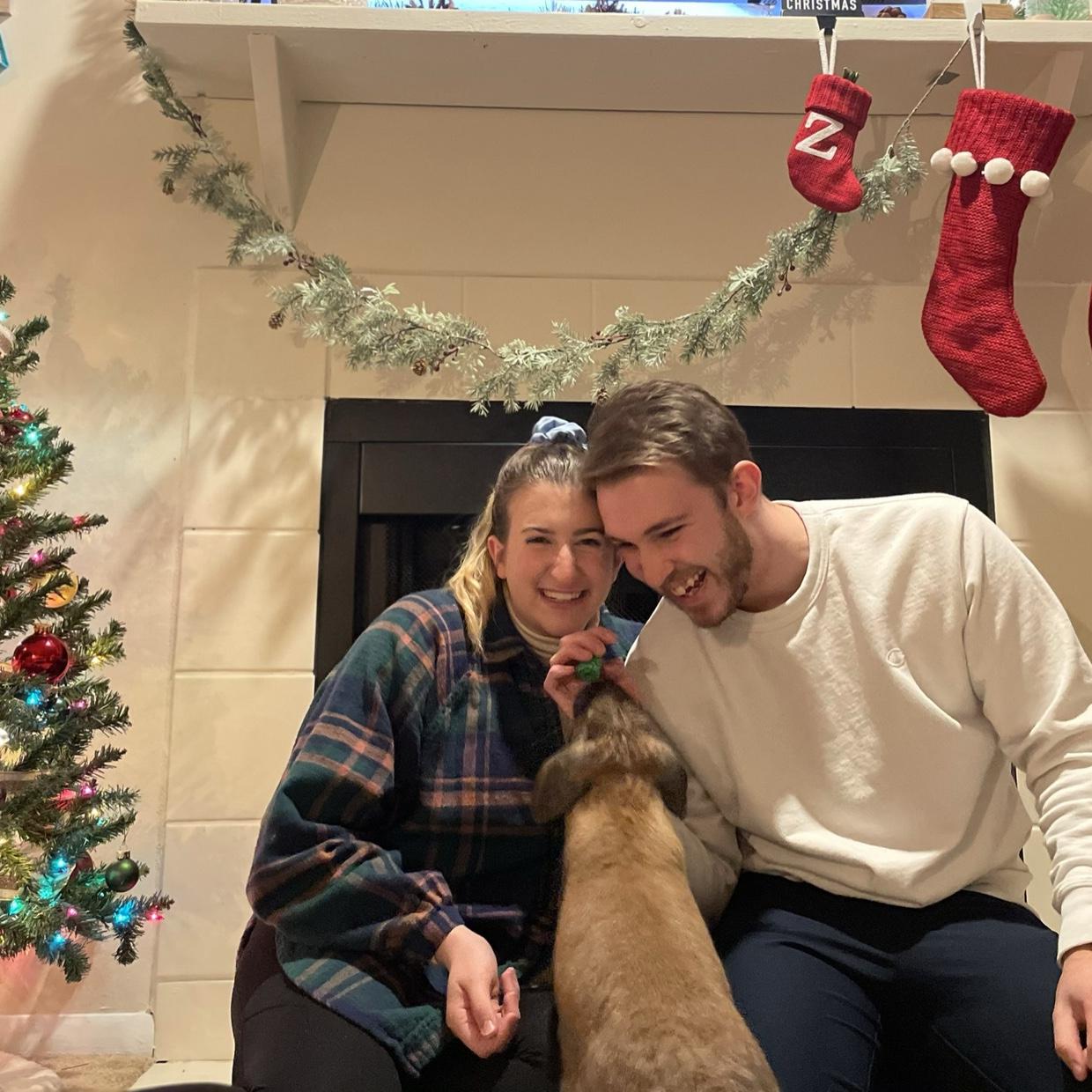 Our first Christmas card from our first apartment together feat. Zuko the bunny!