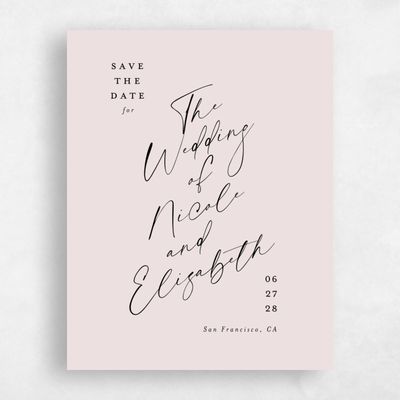 Light Mauve, Pink Wedding Save the Date - Anerley Portrait
