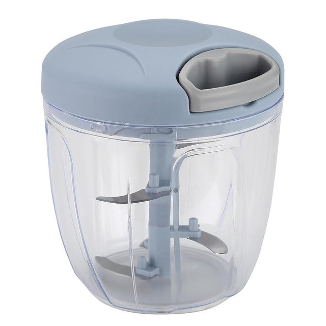 DOSMAMZ Garlic Mincer Hand Cutter - Hand Pull String Food Processor Vegetable Chopper - for Onion, Ginger, Fruits, Nuts, Herbs, Dishwasher Safe (Grey,900ml)