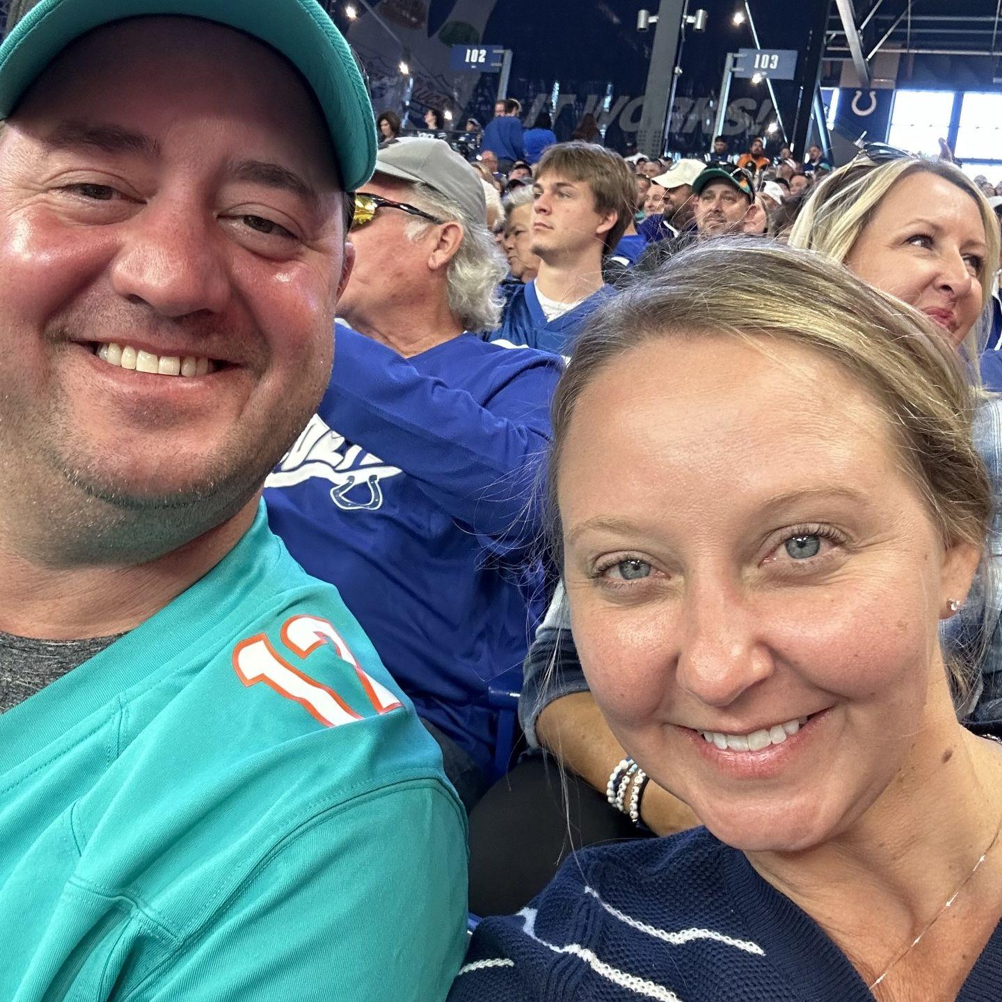 Our first NFL game together.  Miami vs Indianapolis.  House divided.