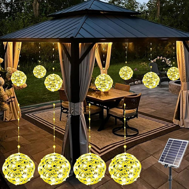 Solar Christmas Ball Lights for Tree Outdoor, 4 Pack 160 LED Globe Lights Waterproof, 8 Modes 7.87in Solar Sphere String Lights Outside for Window Garden Yard Porch Party Decorations, Warm White