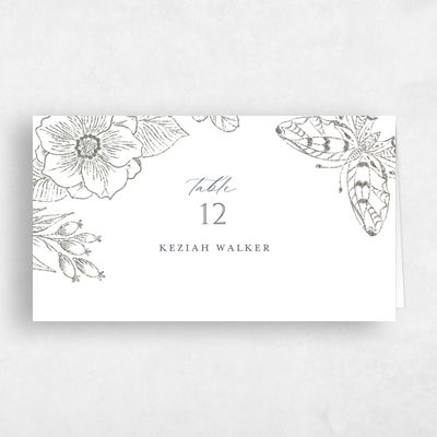 White Wedding Place Card - Briallen