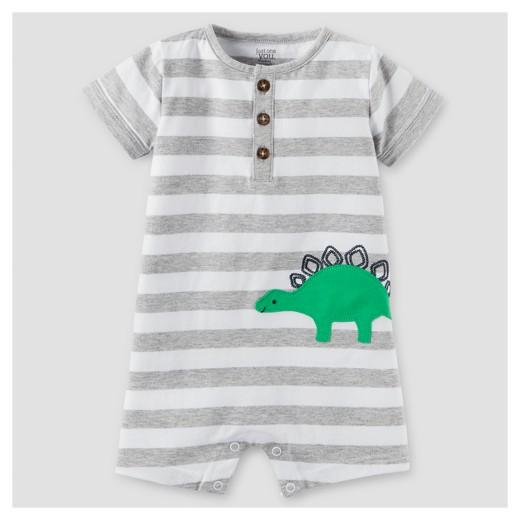 Baby Boys' One Piece Dino Henley Romper - Just One You™ Made by Carter's® Gray/White