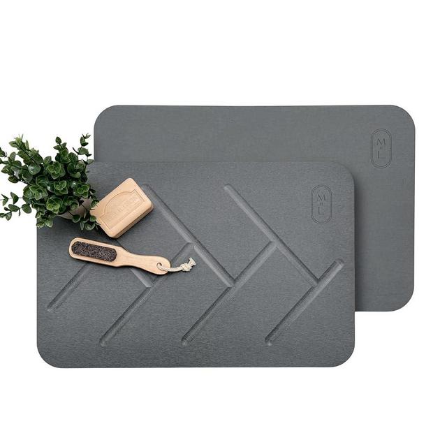 M&L Premium Stone Bath Mat Large - Double Sided, Non-Slip Fast-Drying Mat for Kitchen Counter, Tub & Bathroom Floor - Super Absorbent Diatomaceous Earth Shower Mat - Home Decor & Modern Accessories