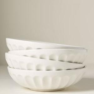 The Latte Stoneware Pasta Bowls, Set of 4: White