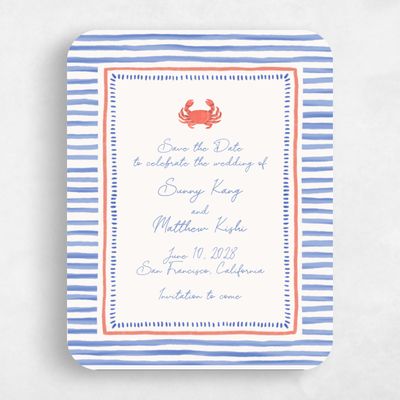 Beige Rounded Wedding Save the Date - Costa Portrait