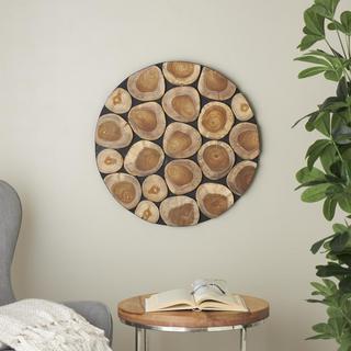 Abstract Handmade Round Mosaic Inspired Wood Slab Wall Decor