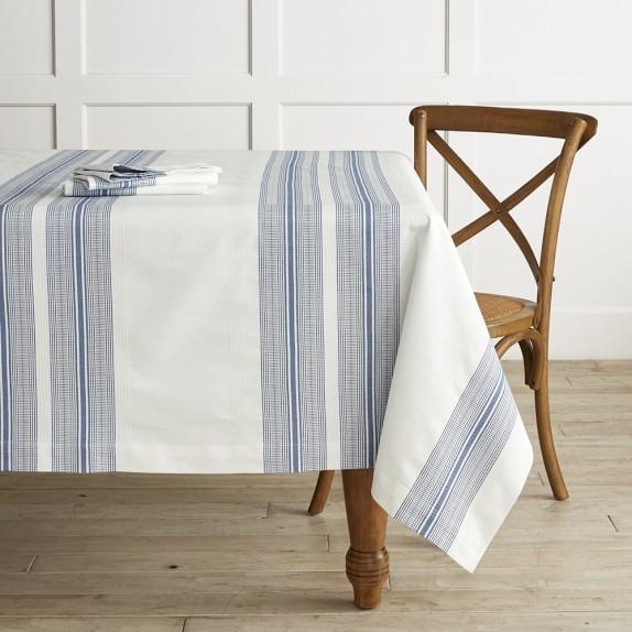 Hatched Stripe Tablecloth, 70" X 108"