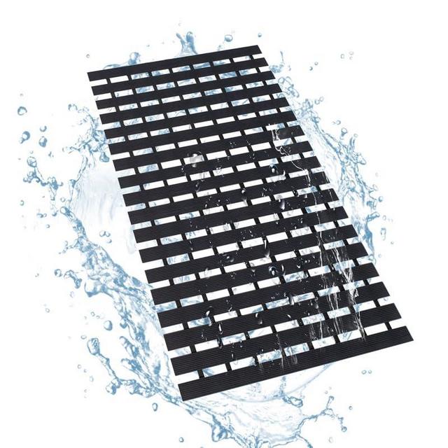 SHNOSU Shower Mat Bathtub Mat Non Slip Bath Mat with Drain Holes 17"x26" Easy Dry Shower Floor Mat for Bathroom, Pool, SPA Black