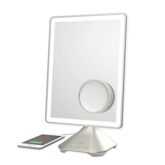iHome Pro Rechargeable Vanity Speaker Mirror in Silver/Nickel