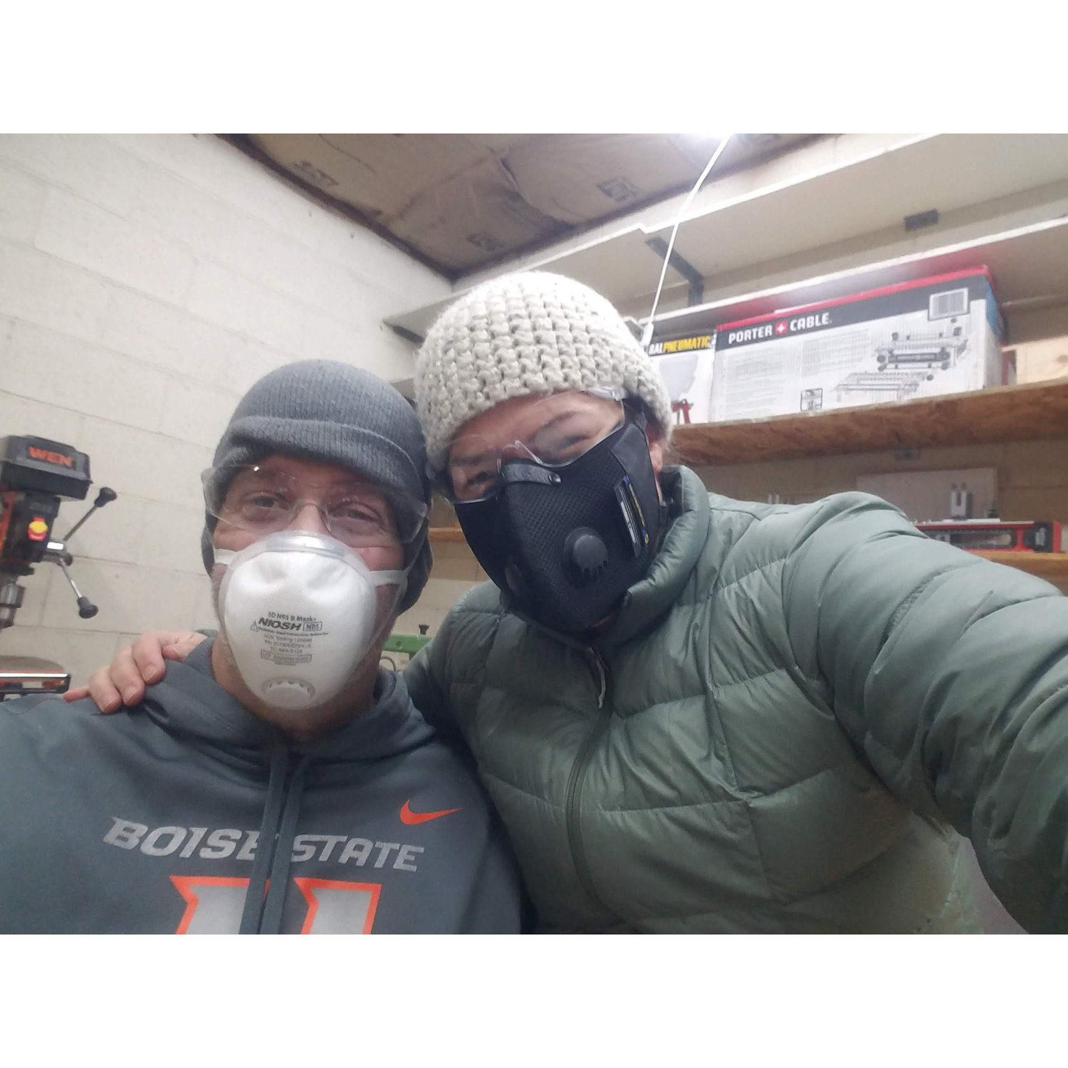 Wood working in the cold shop together.