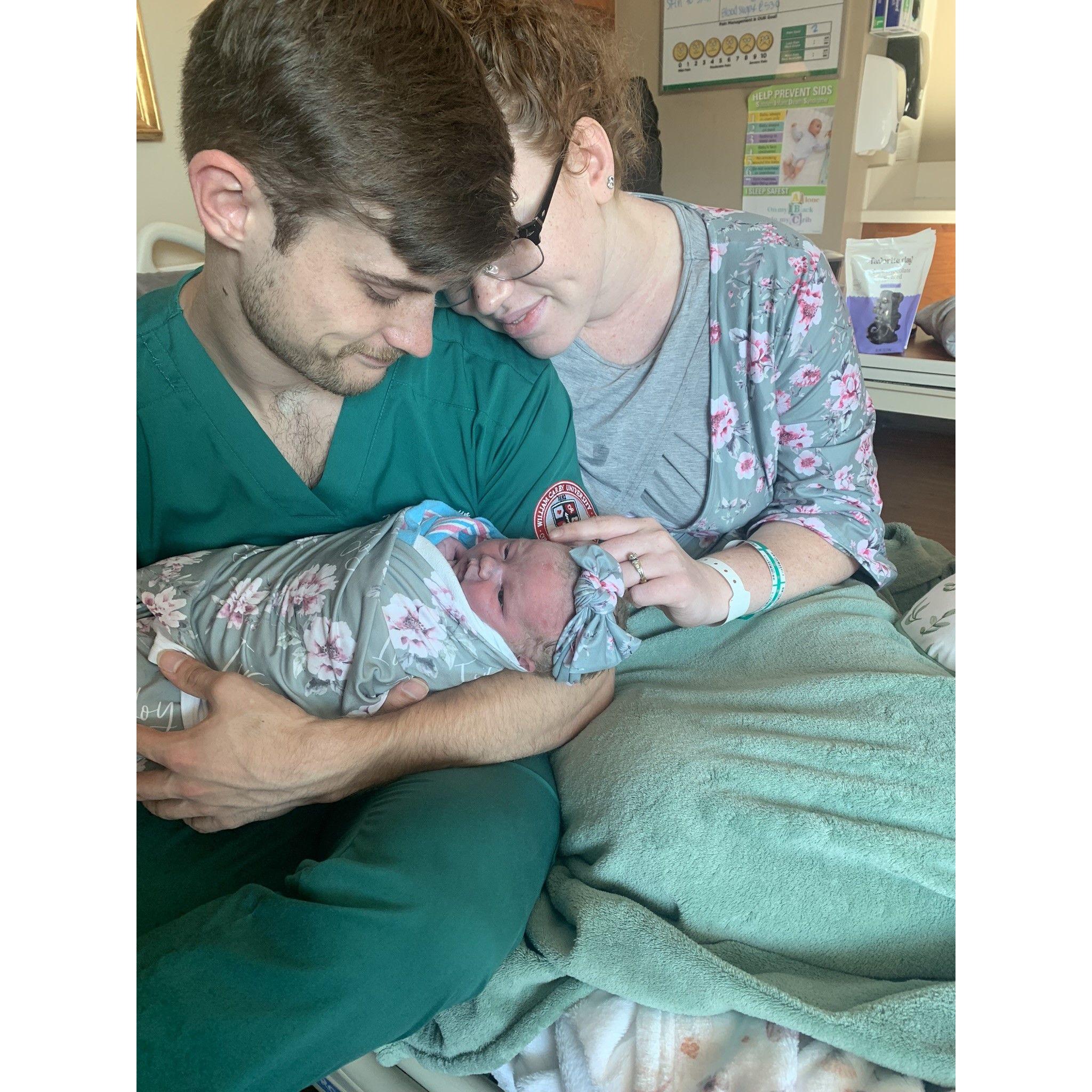Our first family photo, we're just so in love and so happy to see you!!