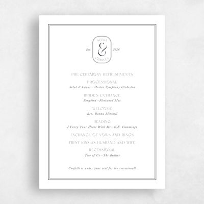 White Simple Wedding Program - Bayeux