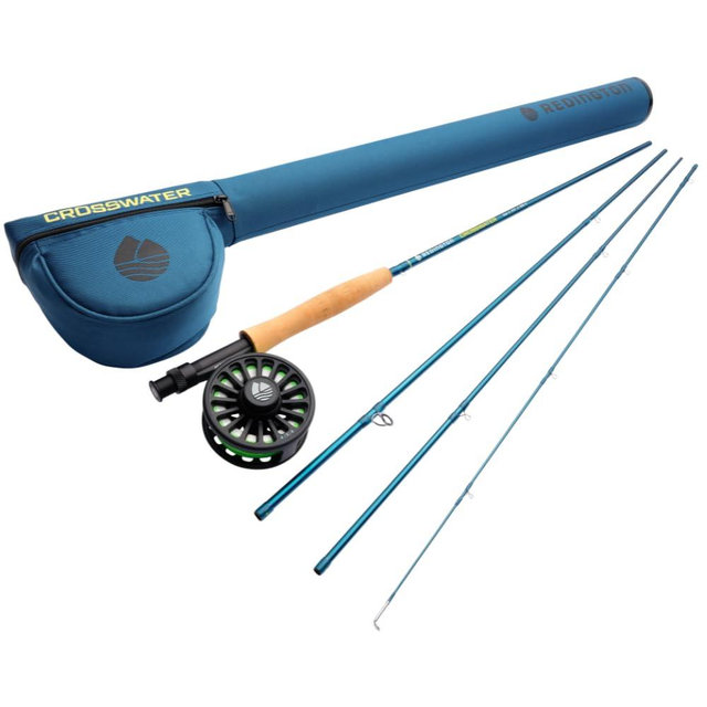 Redington Crosswater Fly Fishing Outfit – 4-Piece Fly Rod with Crosswater Reel, Rio Mainstream Fly Line & Zippered Travel Case – Complete Starter Kit