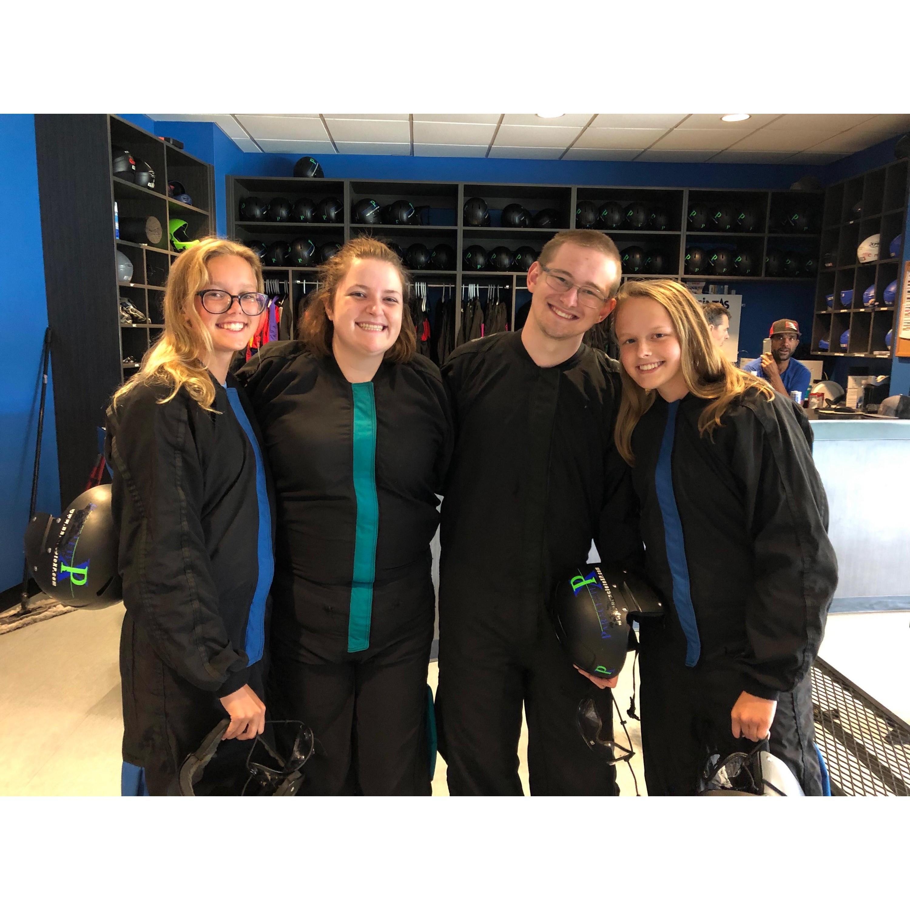 Indoor skydiving with Mitchell's sisters in North Carolina.