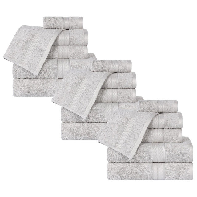 Rayon From Bamboo Cotton Blend Solid Assorted 18 Piece Bathroom Towel Set, Chrome - Blue Nile Mills