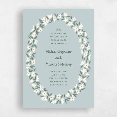 Blue Standard Wedding Invitation - Marguerite Portrait