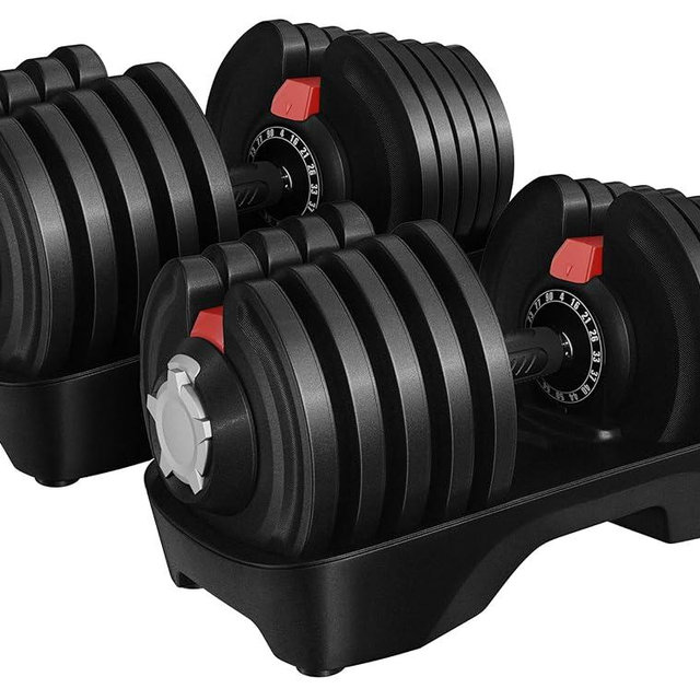 Yaheetech Adjustable Dumbbell Set 28/40/52.5/90LBS Adjustable Dumbbells Fast Adjust Dumbbell Weight Set with Anti-Slip Handle and Tray for Men/Women Home Gym Strength Training Equipment Single/Pair