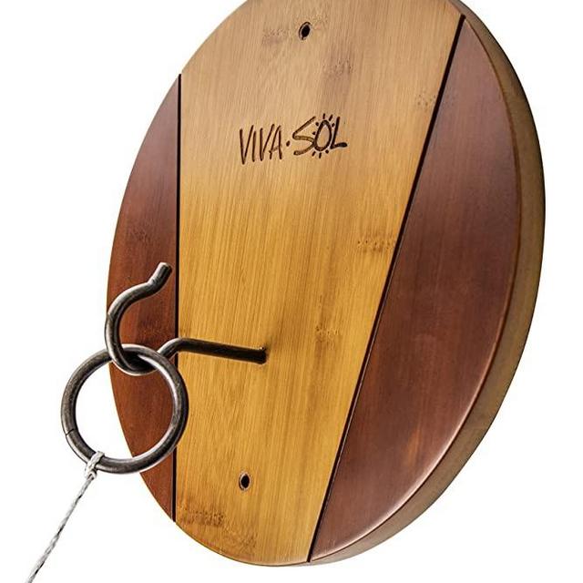 Viva Sol Premium All-Wood Walnut Finish Hook and Ring Target Game for Use Indoors and Outdoors