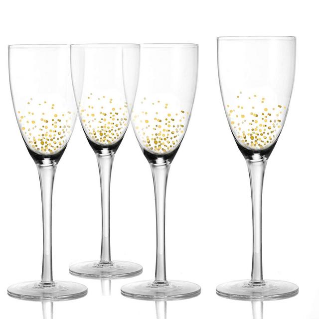 Fitz and Floyd 229716-4GO Luster Glass Goblets, 3x7.5, Gold