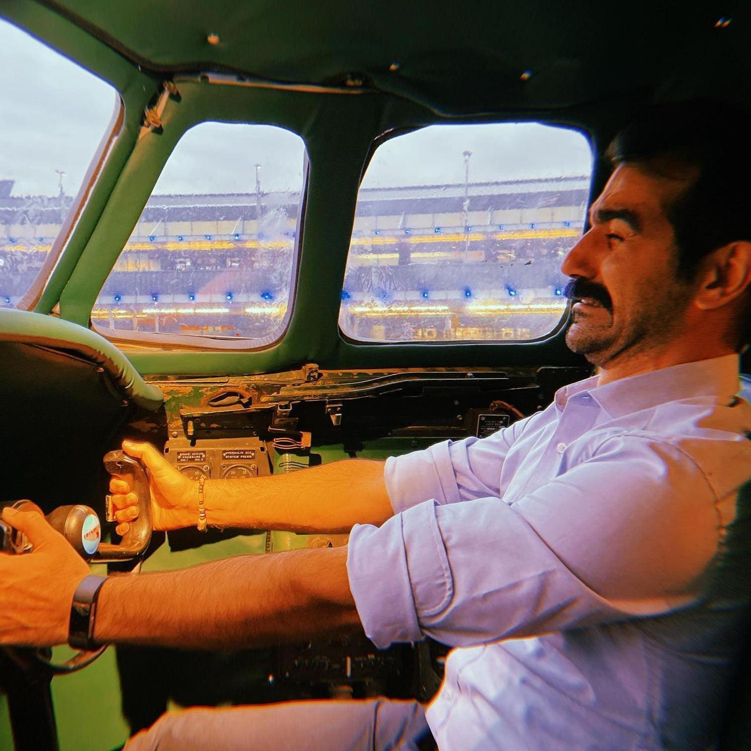 Despite what he may tell you Mohsen doesn't know how to fly a plane
