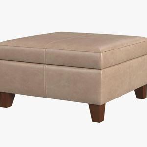 Gallup 28" Wide Leather Square Storage Ottoman Bench - Carmel
